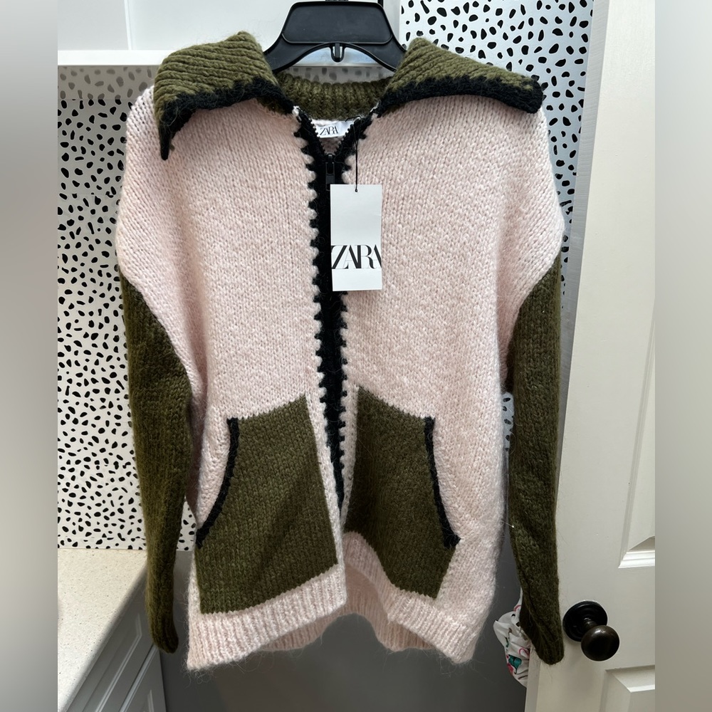 Zara oversized zip up wool sweater